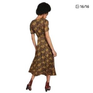 Free People Olivia Midi Dress Paisley Print V neck